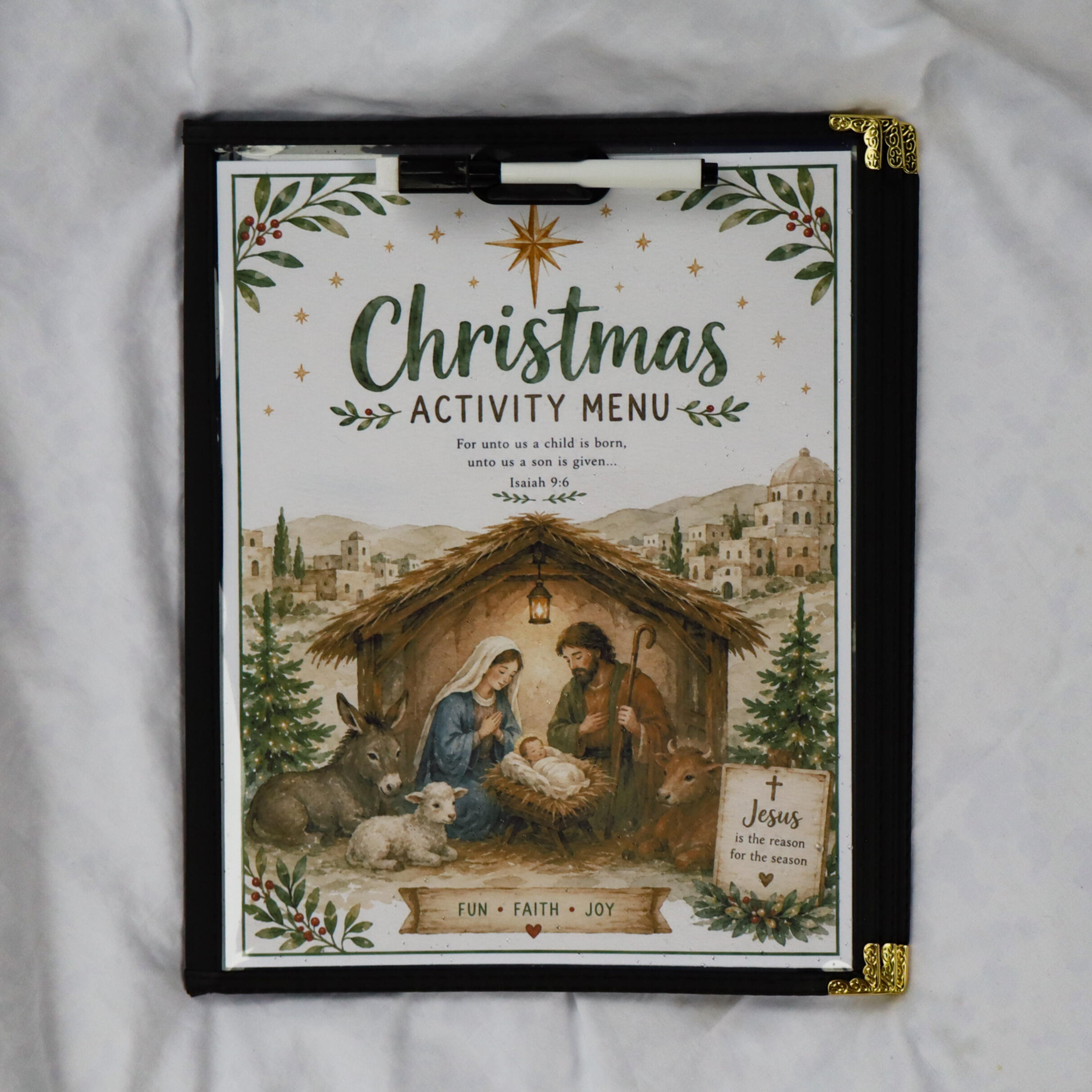 Christian Christmas busy book reusable kids activity book